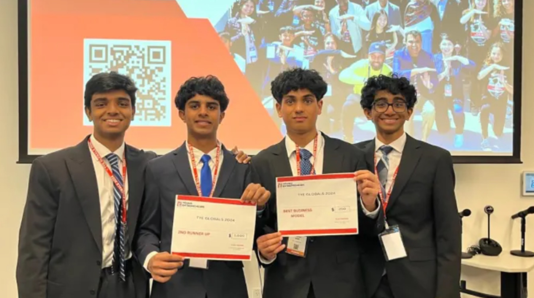 SoberRide team holding TYE Globals 2024 certificates